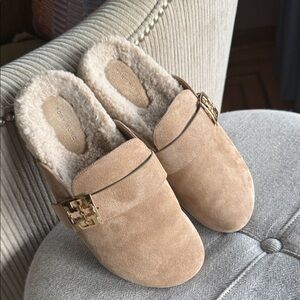 Tory Burch Mellow Shearling-lined Suede Mules.